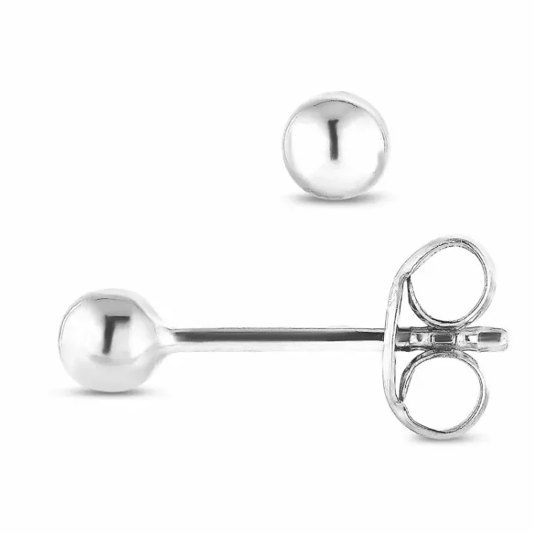 3 mm Kugel Ohrstecker in 9 Karat Weißgold