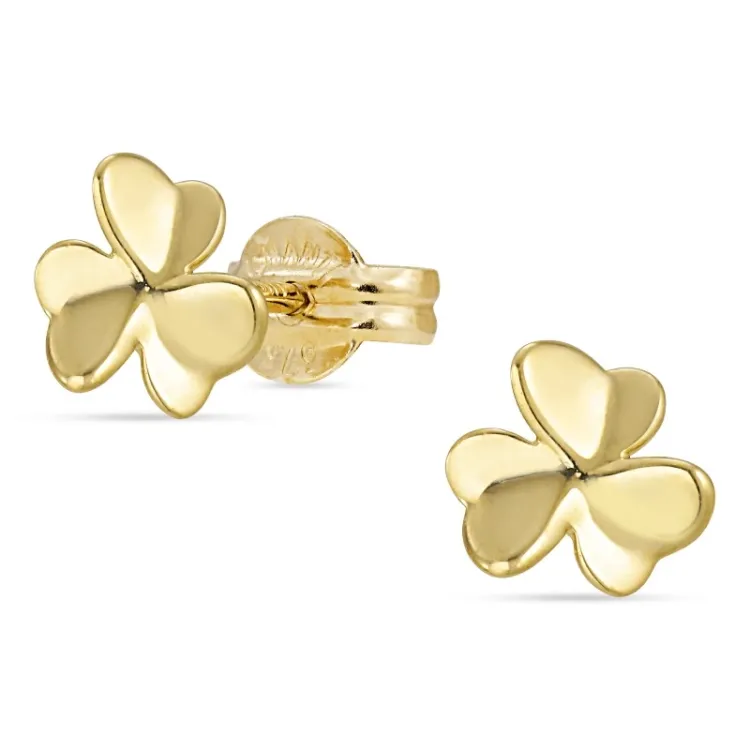 Dreiblättriges Kleeblatt Ohrringe in 8 Karat Gold - Gold Collection