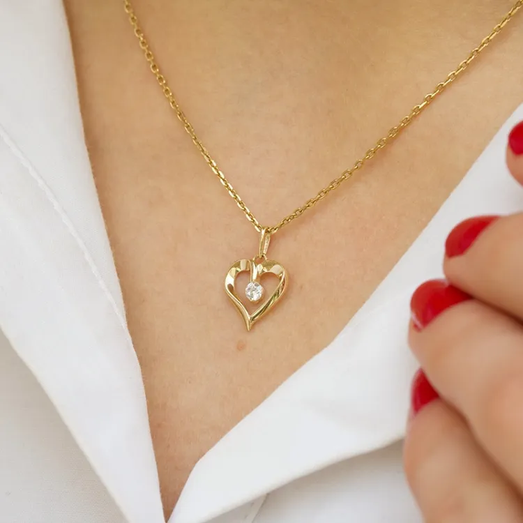 Herz Zirkon Anhänger aus 9 Karat Gold