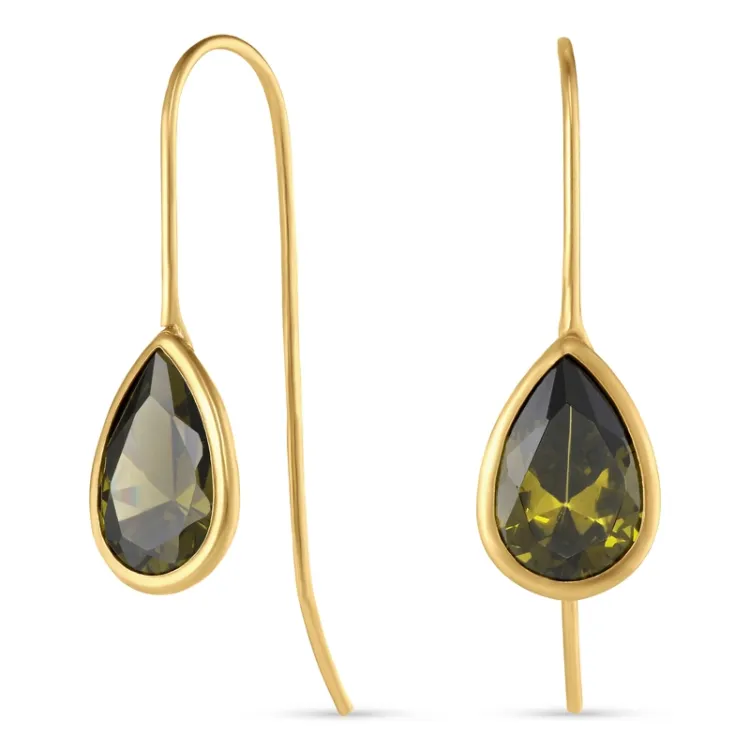 tropfenförmiger Ohrringe in 9 Karat Gold mit synthetisch Peridot