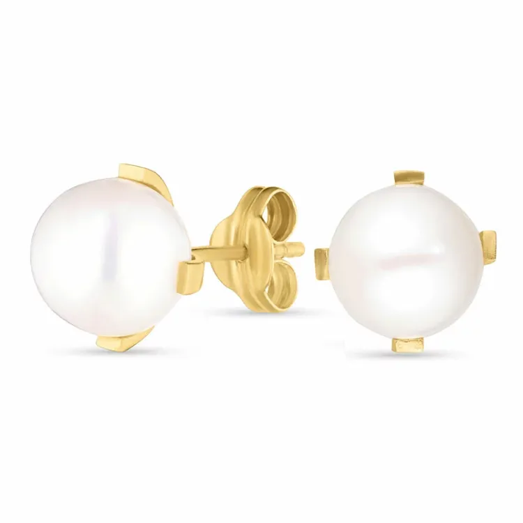 8,5 mm runden Ohrringe in 9 Karat Gold mit  - Gold Collection