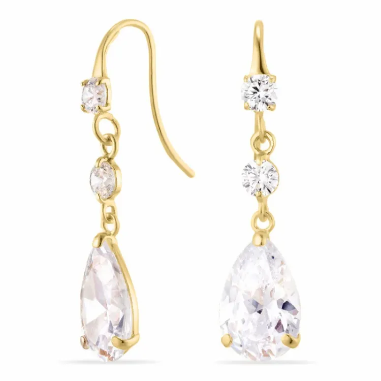 Tropfen Ohrringe in 9 Karat Gold mit Zirkon - Gold Collection