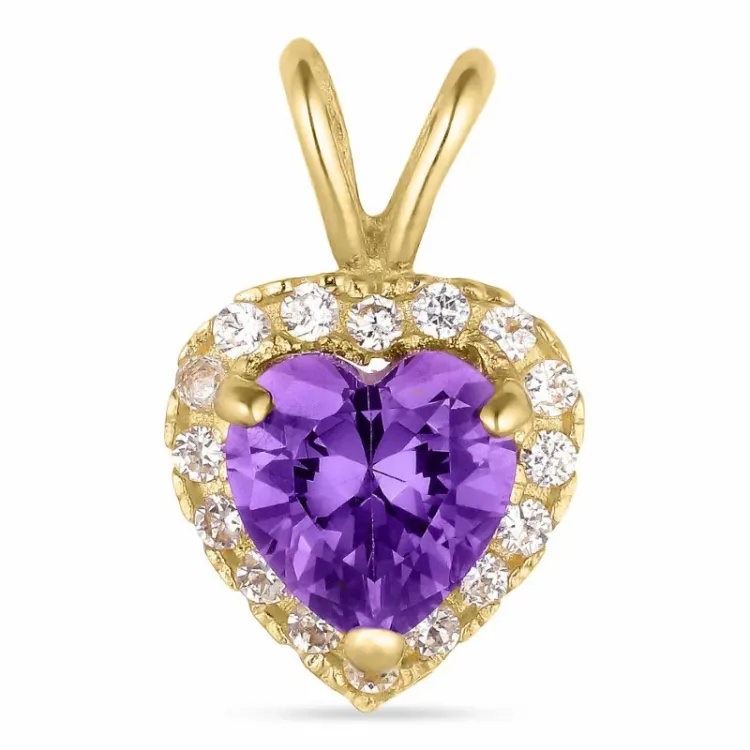Herz synthetisch Amethyst Anhänger aus 9 Karat Gold - Gold Collection