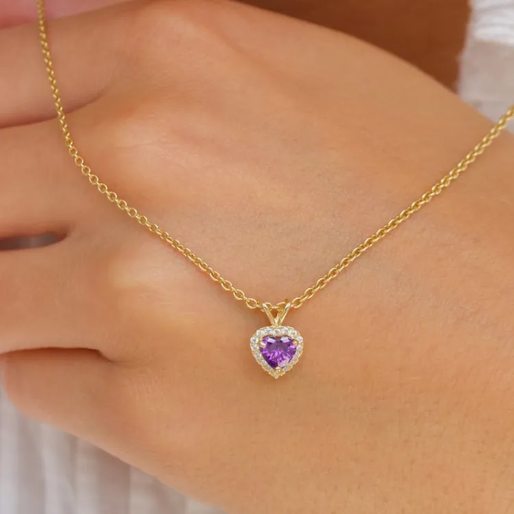 Herz synthetisch Amethyst Anhänger aus 9 Karat Gold - Gold Collection
