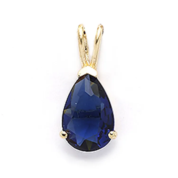 Tropfen blauem synthetische Saphir Anhänger aus 9 Karat Gold - Gold Collection