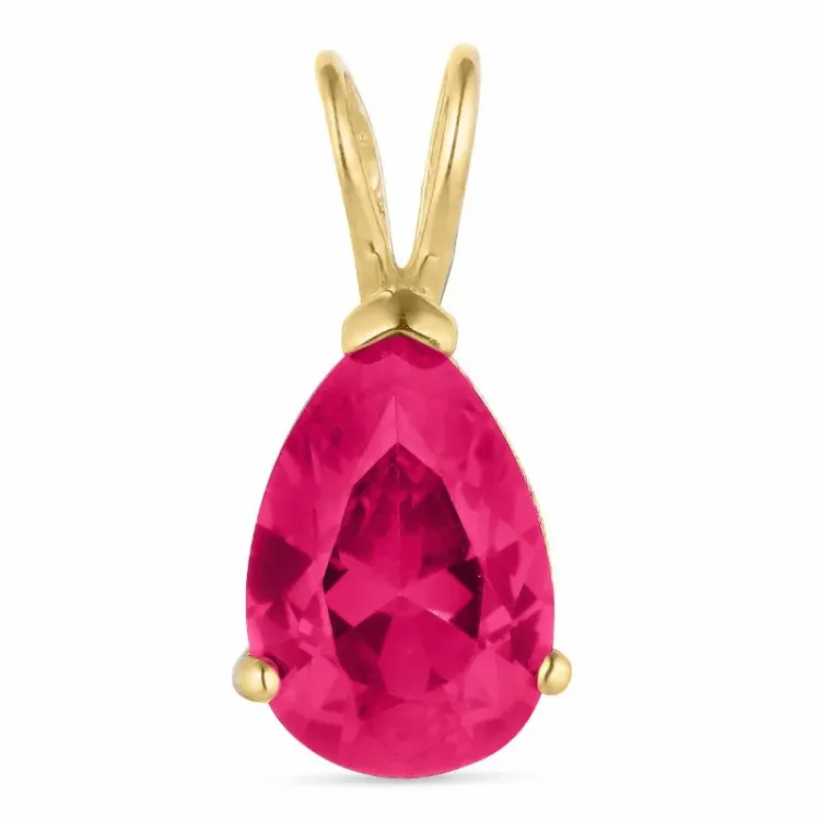 Tropfen pink synthetische Rubin Anhänger aus 9 Karat Gold - Gold Collection