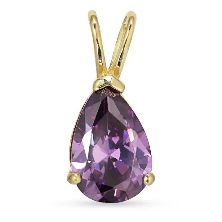 Tropfen violettem synthetisch Amethyst Anhänger aus 9 Karat Gold - Gold Collection