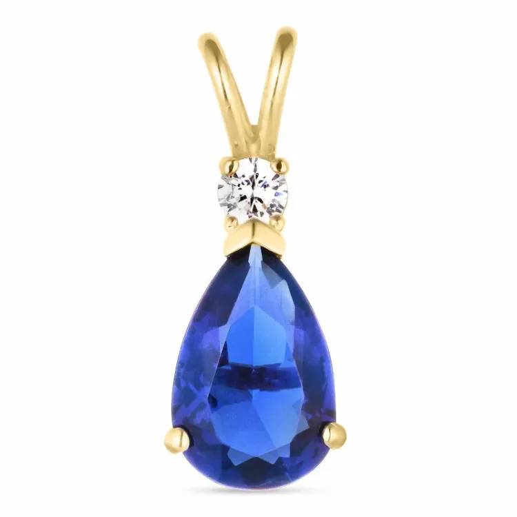 Tropfen dunkelblauem synthetische Saphir Anhänger aus 9 Karat Gold - Gold Collection