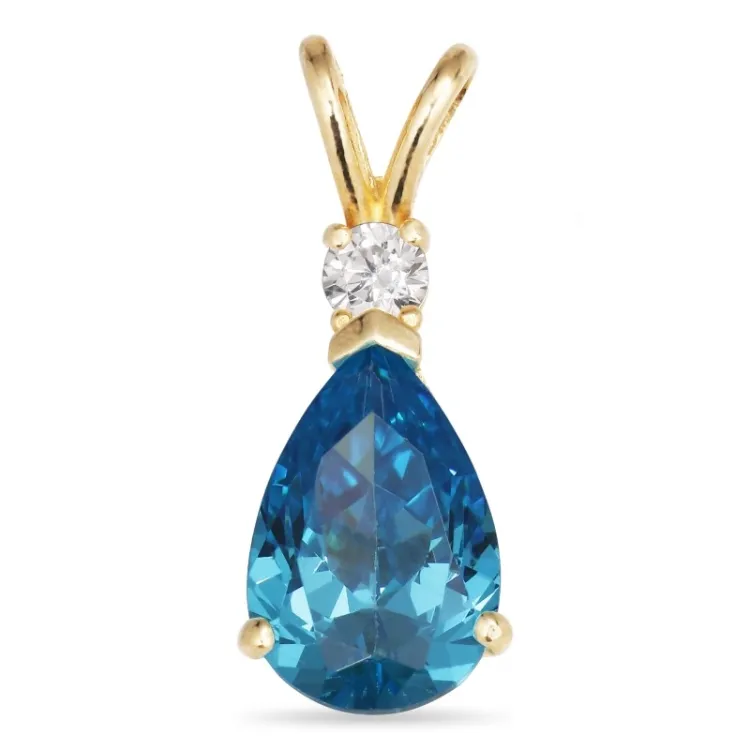 Tropfen blauem synthetische Topas Anhänger aus 9 Karat Gold - Gold Collection
