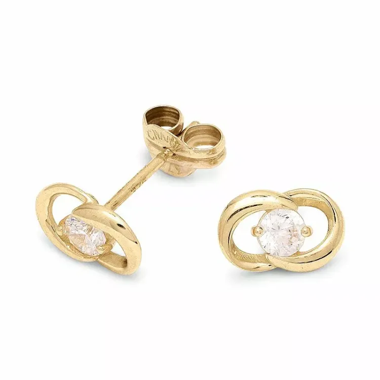 Goldohrstecker in 9 Karat Gold mit 