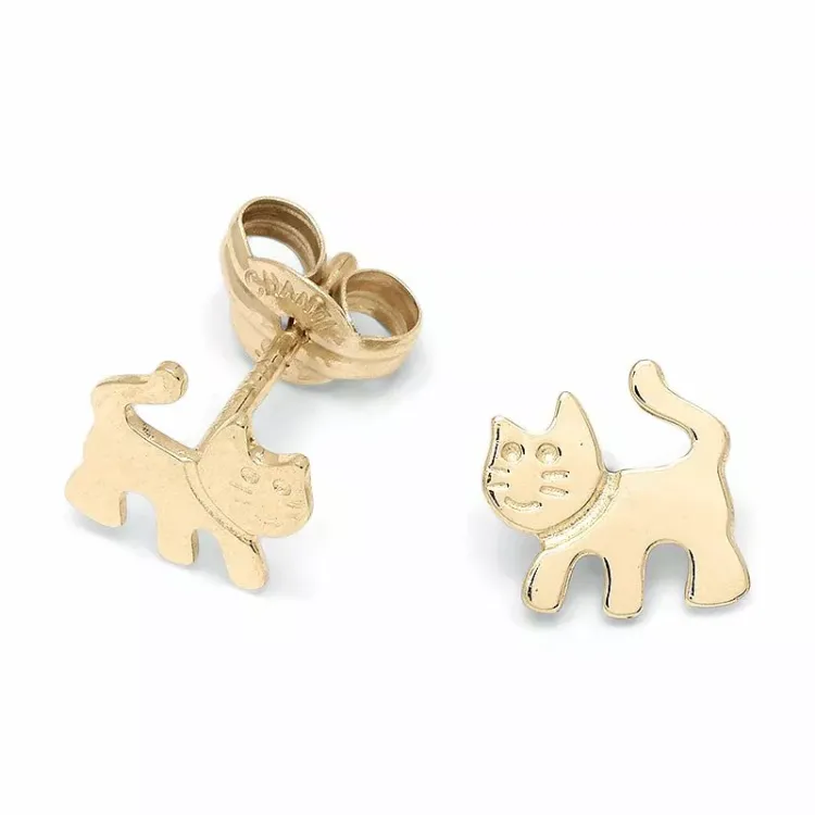 kleinen Katzen Ohrstecker in 9 Karat Gold - Gold Collection