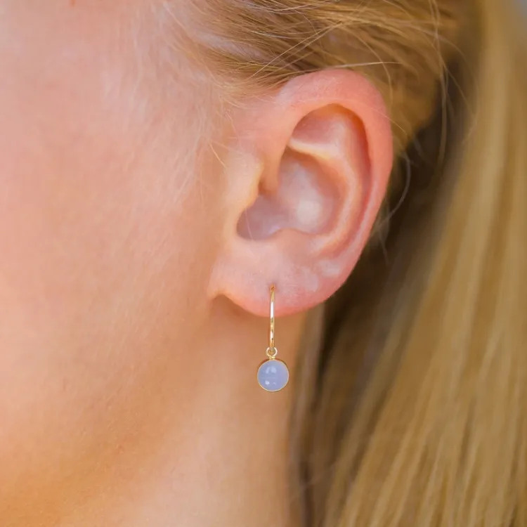 12,5 mm blauem Kreole in 9 Karat Gold mit synthetisches Calcedon - Gold Collection