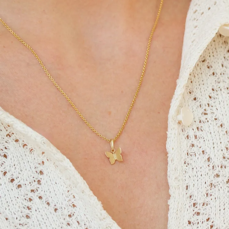 matter Schmetterlinge Anhänger aus 9 Karat Gold - Gold Collection