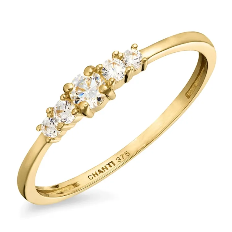 eng weißem Zirkon Ring aus 9 Karat Gold - Gold Collection