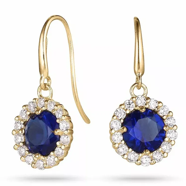 lange blauem Ohrringe in 9 Karat Gold mit Zirkon und Zirkon - Gold Collection