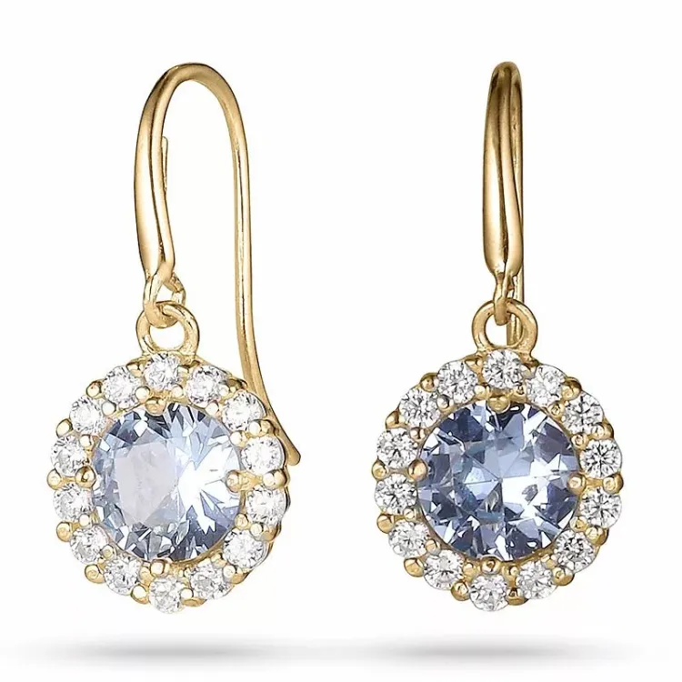 lange blauem Ohrringe in 9 Karat Gold mit Zirkon und Zirkon - Gold Collection