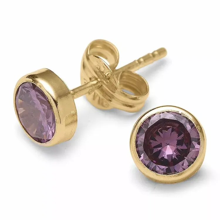 einfach runden Ohrstecker in 9 Karat Gold mit Zirkon - Gold Collection