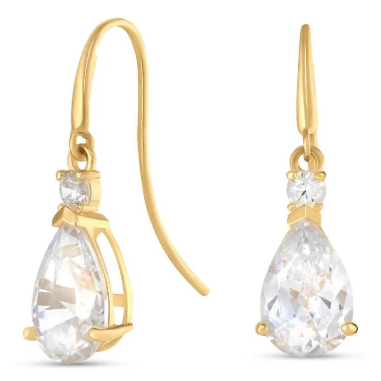 Tropfen Ohrringe in 9 Karat Gold mit Zirkon und Zirkon - Gold Collection