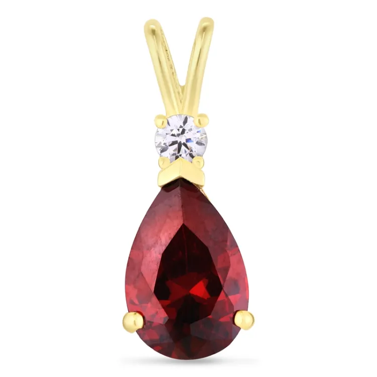 Tropfen rotem Anhänger aus 9 Karat Gold - Gold Collection
