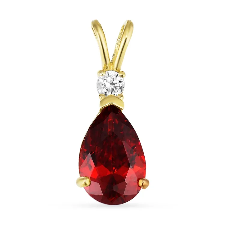 Tropfen rotem Anhänger aus 9 Karat Gold - Gold Collection