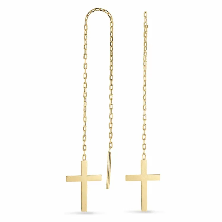 lange Kreuz Ohrringe in 9 Karat Gold