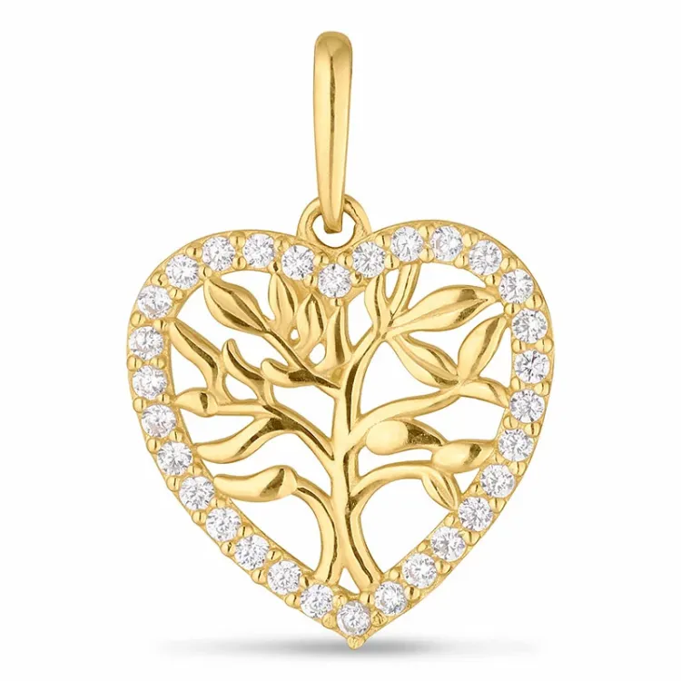 Herz Lebensbaum Anhänger aus 9 Karat Gold
