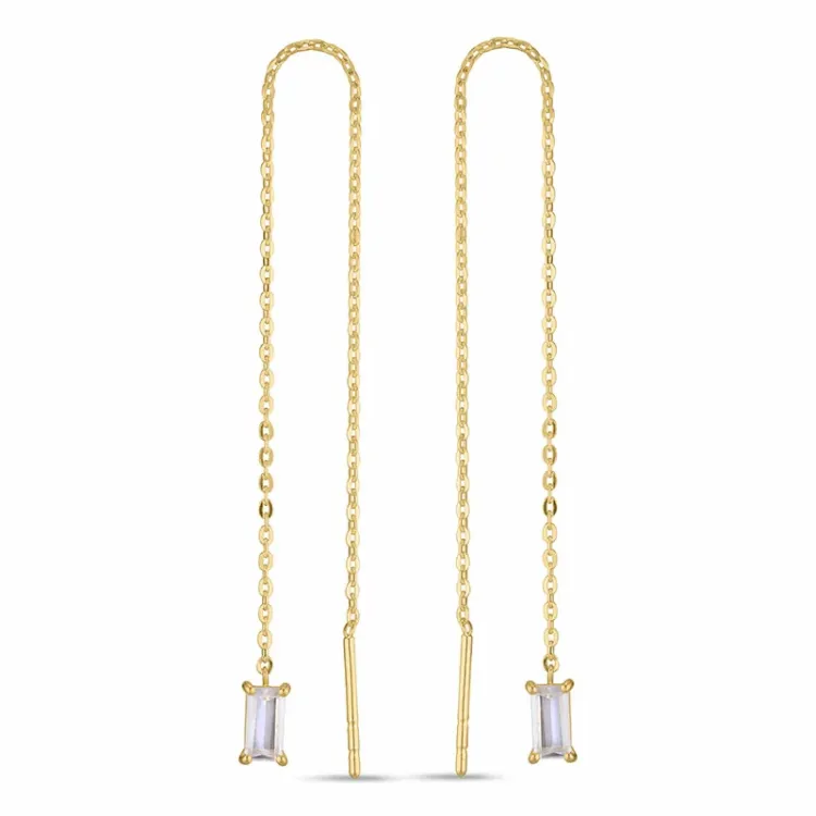 Lange ketten ohrringe in 9 Karat Gold mit Zirkon