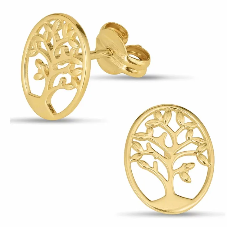 Lebensbaum Ohrstecker in 9 Karat Gold - Gold Collection