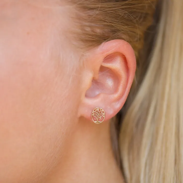 Lebensbaum Ohrstecker in 9 Karat Gold - Gold Collection