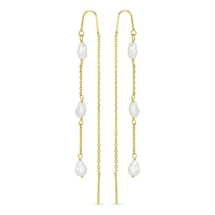 lange Perle ketten ohrringe in 9 Karat Gold - Gold Collection