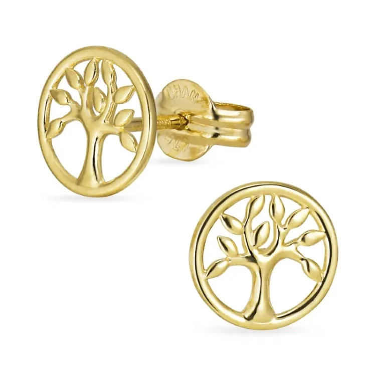 Lebensbaum Ohrstecker in 9 Karat Gold - Gold Collection