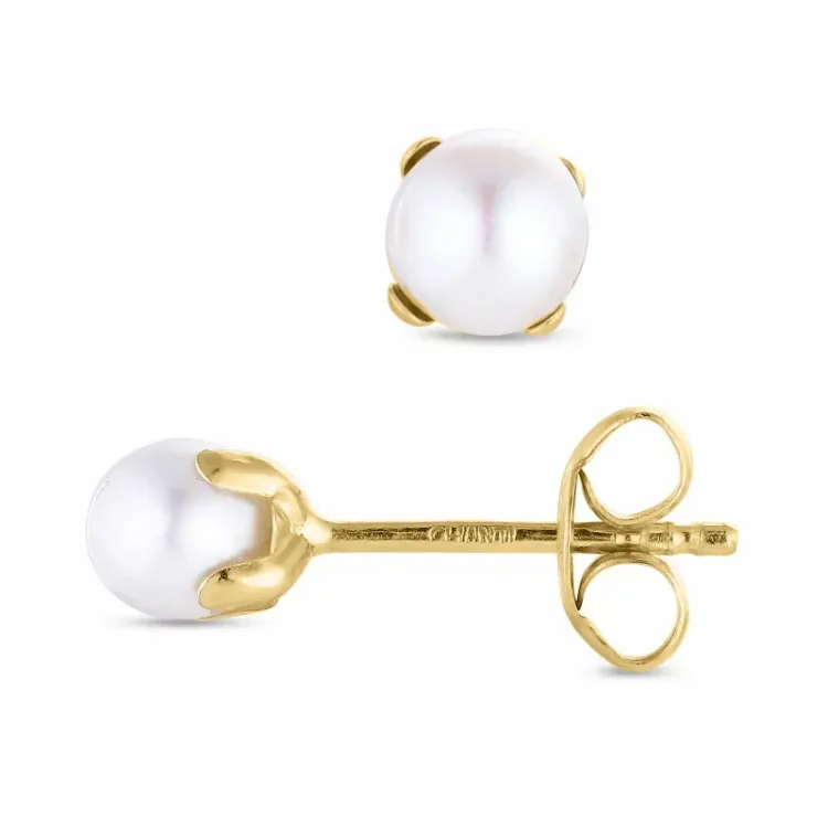 5 mm runden Perleohrringe in 9 Karat Gold - Gold Collection