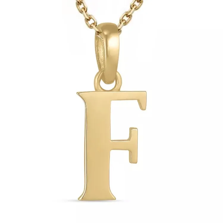 buchstab f Halskette aus vergoldetem Sterlingsilber und Anhänger aus 9 Karat Gold - My Letter