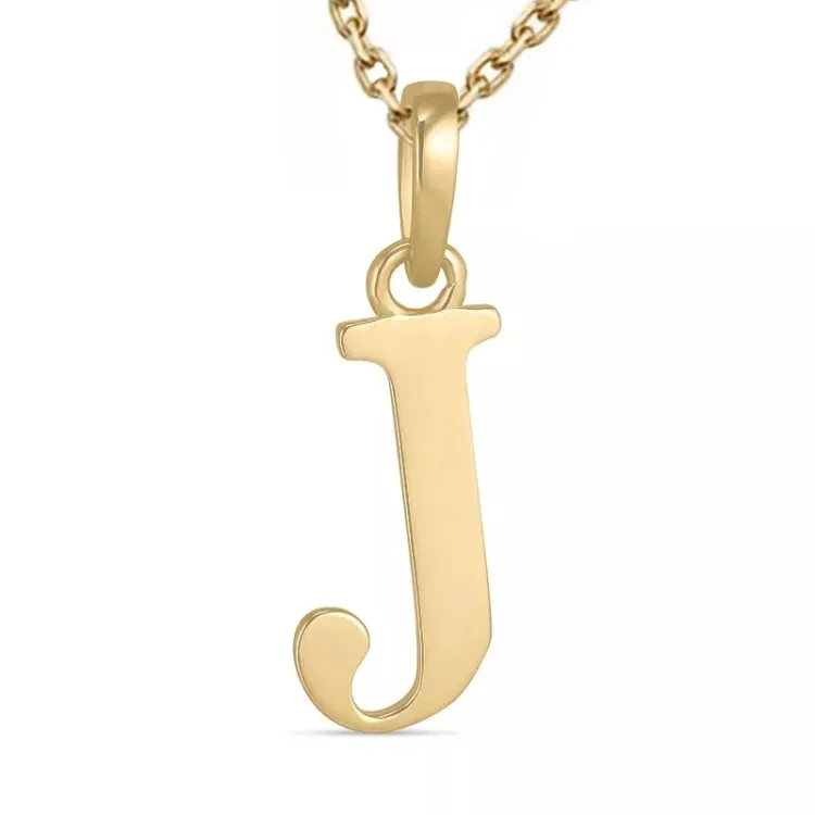 buchstab j Halskette aus vergoldetem Sterlingsilber und Anhänger aus 9 Karat Gold - My Letter