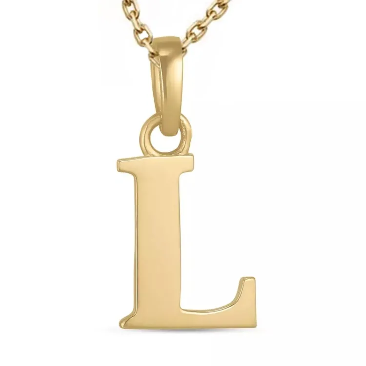 buchstab l Halskette aus vergoldetem Sterlingsilber und Anhänger aus 9 Karat Gold - My Letter