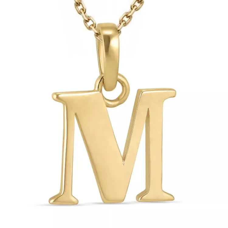 buchstab m Halskette aus vergoldetem Sterlingsilber und Anhänger aus 9 Karat Gold - My Letter