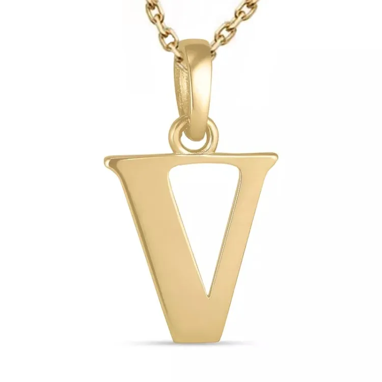 buchstab v Halskette aus vergoldetem Sterlingsilber und Anhänger aus 9 Karat Gold - My Letter