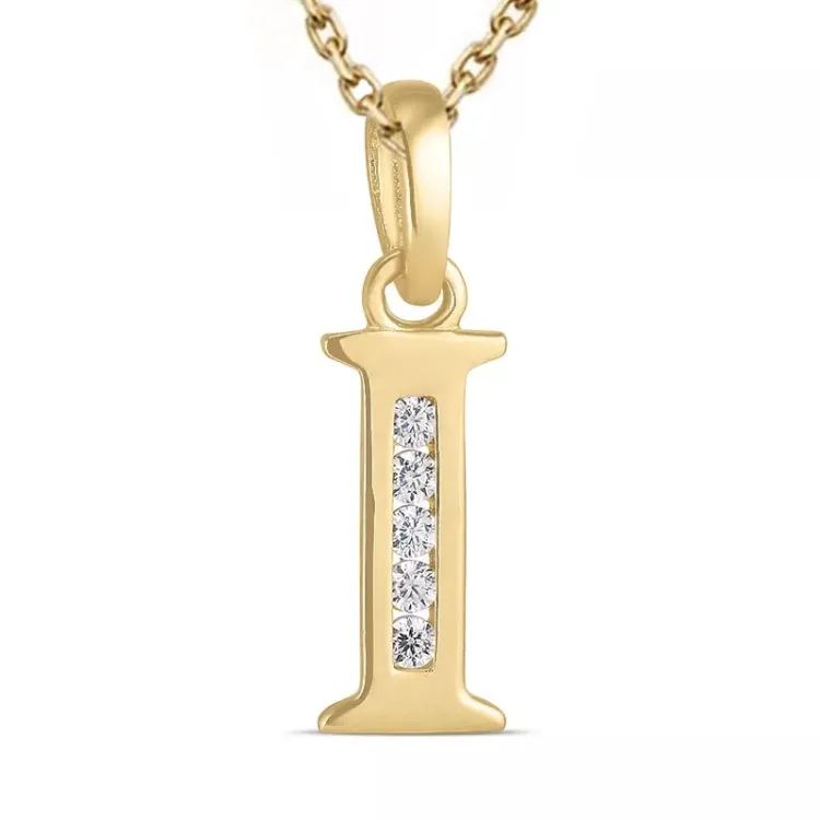 buchstab i Zirkon Halskette aus vergoldetem Sterlingsilber und Anhänger aus 9 Karat Gold - My Letter