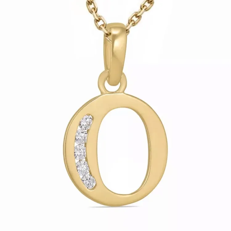 buchstab o Zirkon Halskette aus vergoldetem Sterlingsilber und Anhänger aus 9 Karat Gold - My Letter