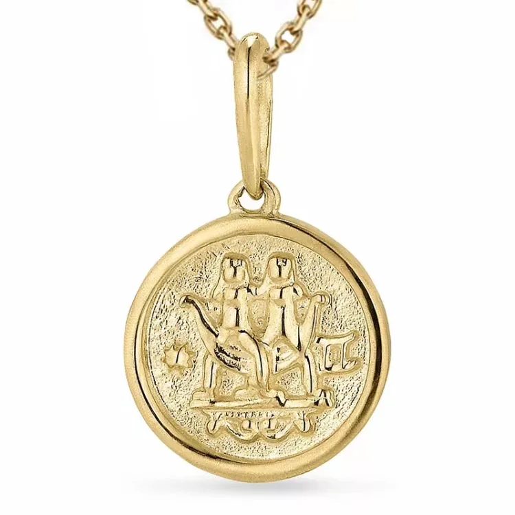 sternzeich zwillinge Halskette aus vergoldetem Sterlingsilber und Anhänger aus 9 Karat Gold - Gold Collection