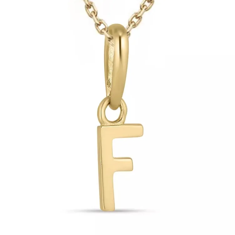 buchstab f Halskette aus vergoldetem Sterlingsilber und Anhänger aus 9 Karat Gold - My Letter