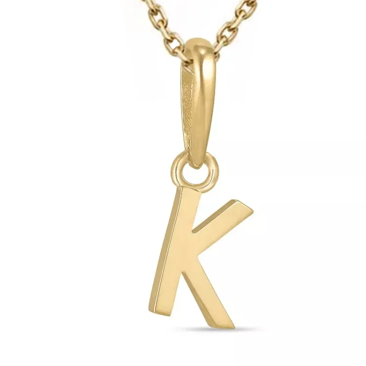 buchstab k Halskette aus vergoldetem Sterlingsilber und Anhänger aus 9 Karat Gold - My Letter