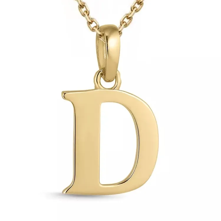 buchstab d Halskette aus vergoldetem Sterlingsilber und Anhänger aus 9 Karat Gold - My Letter