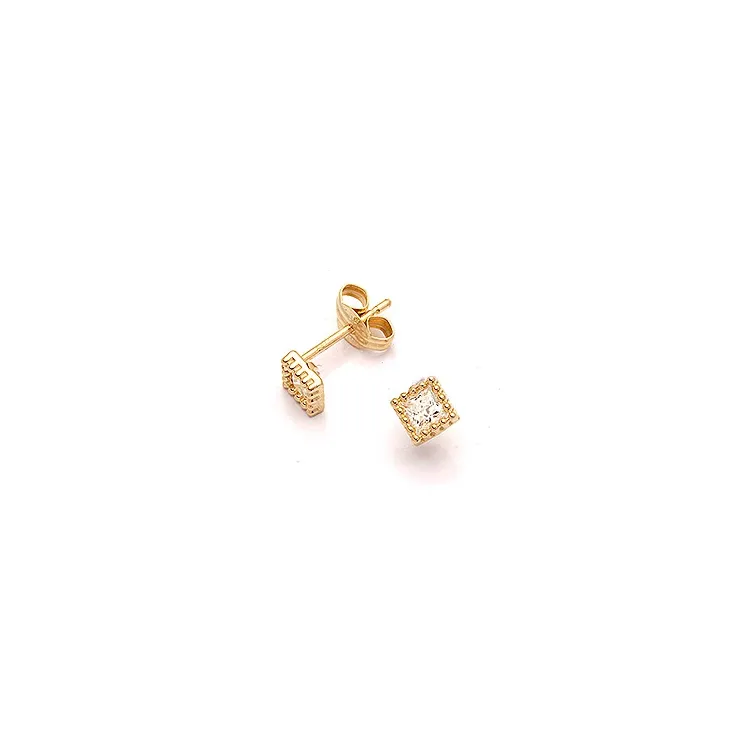 viereckigem Ohrringe in 14 Karat Gold mit 
