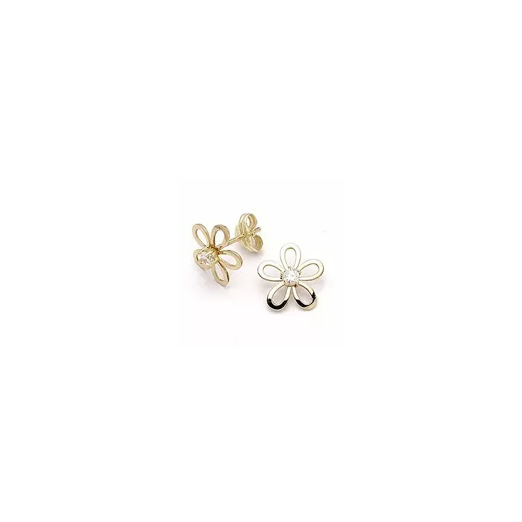 Blumen Goldohrstecker in 14 Karat Gold mit 