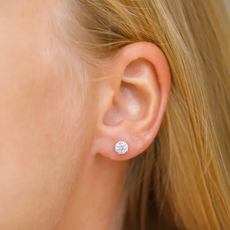 5 mm runden Ohrringe in 14 Karat Gold mit Zirkon - Gold Collection