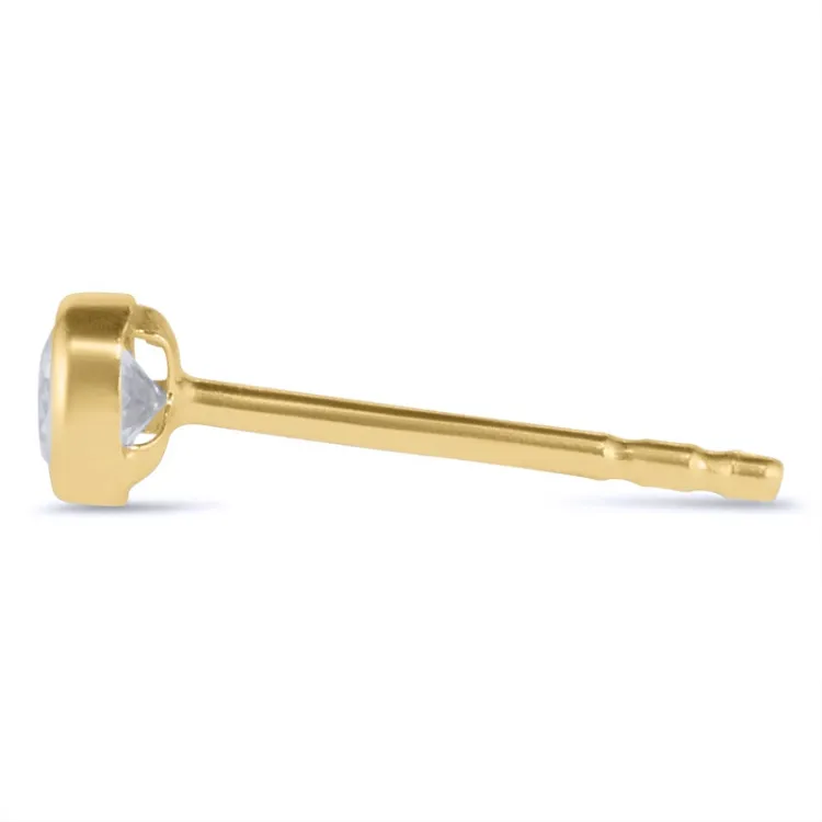 1/2 Paar 3 mm Ohrringe in 14 Karat Gold mit Zirkon - Gold Collection