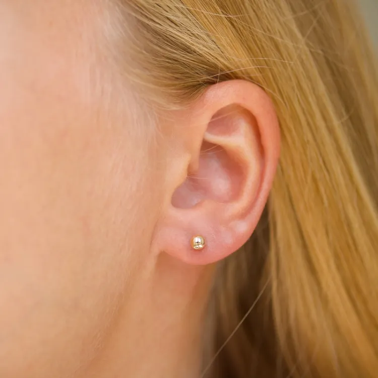4 mm Kugel Ohrringe in 14 Karat Gold - Gold Collection