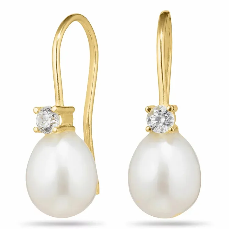 Tropfen Ohrringe in 14 Karat Gold mit Zirkon - Gold Collection