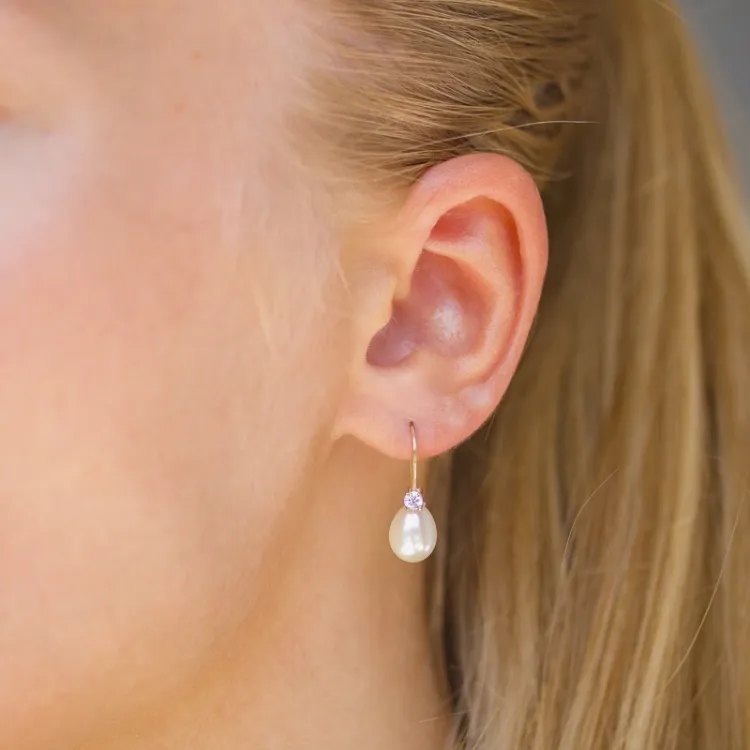 Tropfen Ohrringe in 14 Karat Gold mit Zirkon - Gold Collection